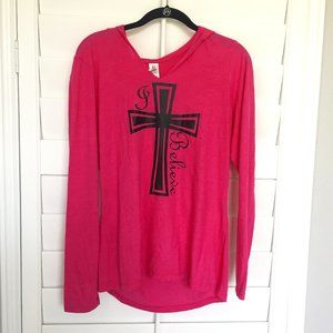 Pink Long Sleeve Hooded Christian Shirt